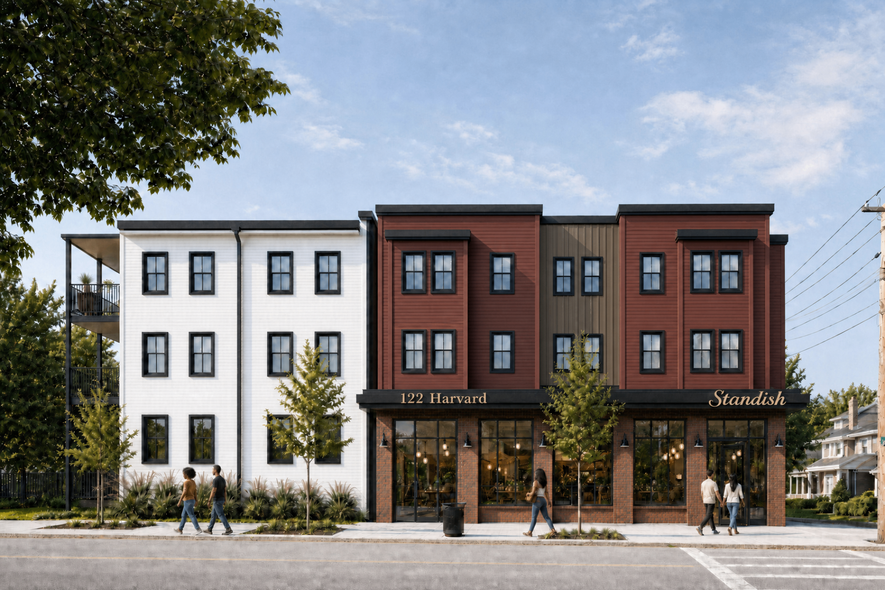 Rendering of the Harvard and Standish corner building