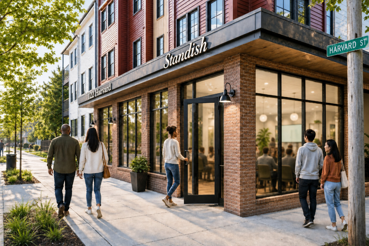 Standish Commons corner building on Harvard Street