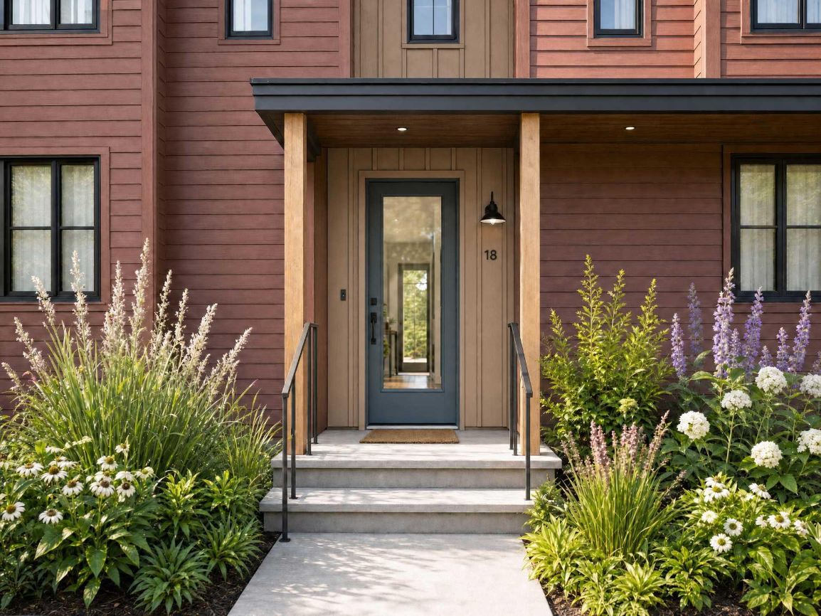 Front entry of a Standish Street home with planting and a welcoming porch